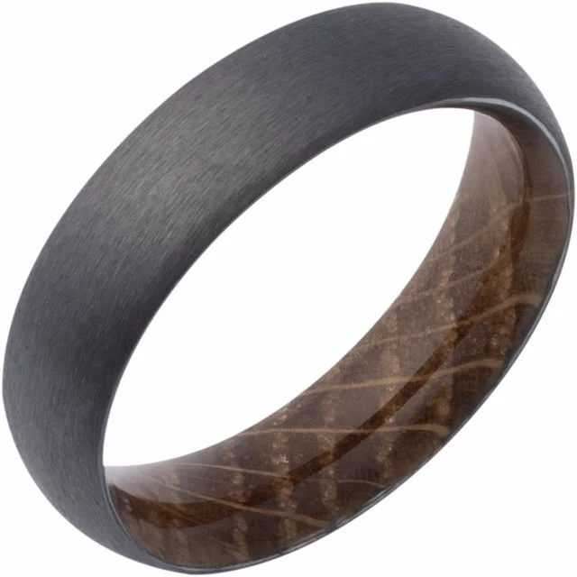Whiskey Barrel Wood Interior Sleeve Comfort-Fit Half-Round Band