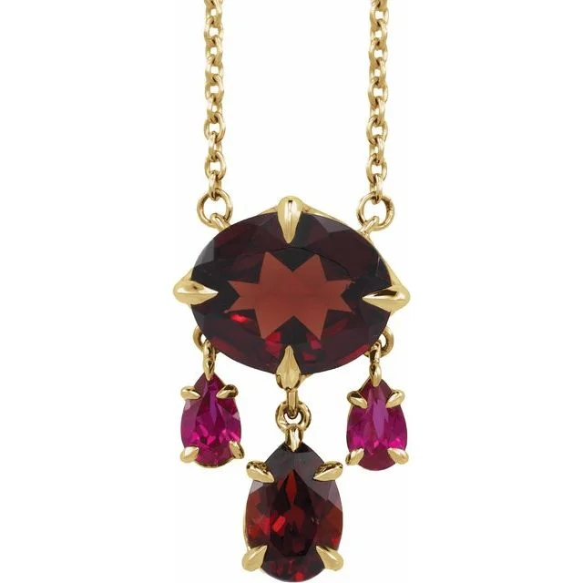 Claw-Prong Multi-Stone Dangle Necklace